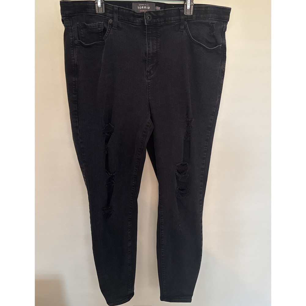 Torrid Women's Black Sky High Skinny Black Jeans Size 22XT Distressed